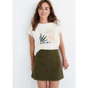 NWT Madewell Raw-Hem A-Line Mini Skirt in Kalewell, Size 0
